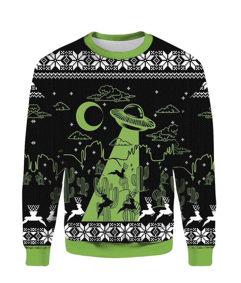 UFO Holographic Ugly Christmas Sweater For Men & Women Christmas Gift Sweater PT1366 - WeCustomit