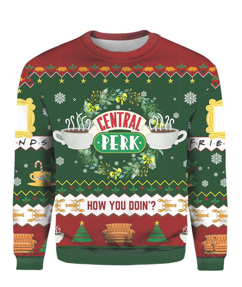 Friends Central Perk How You Doing Ugly Christmas Sweater For Men & Women Christmas Gift Sweater PT1371 - WeCustomit