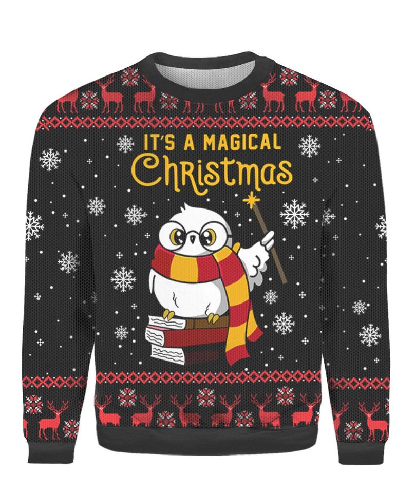 It's A Magical Christmas Owl Ugly Christmas Sweater For Men & Women Christmas Gift Sweater PT1384 - WeCustomit