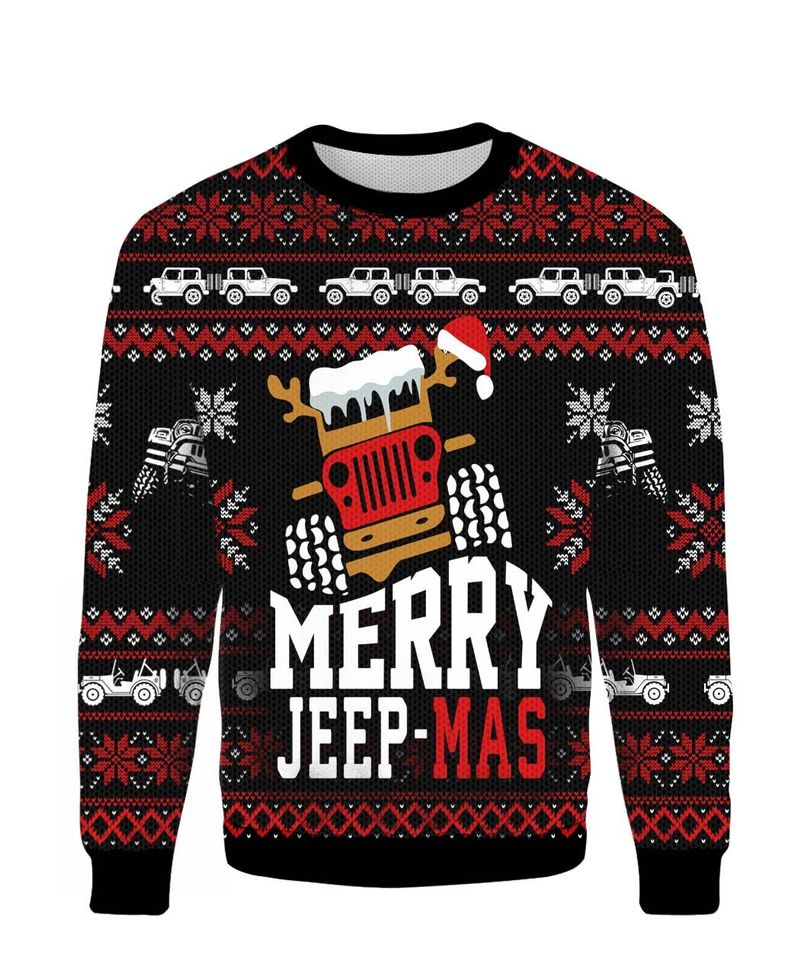 Merry Jeepmas Ugly Christmas Sweater For Men & Women Christmas Gift Sweater PT1388 - WeCustomit