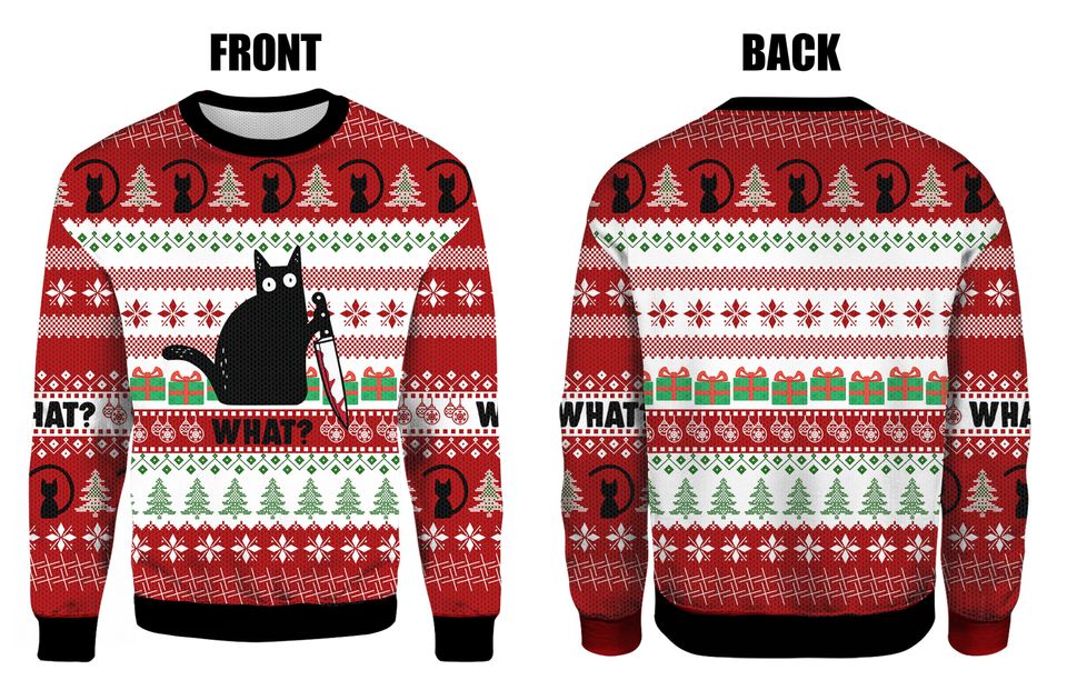 Funny Black Cat Christmas Ugly Christmas Sweater For Men & Women Christmas Gift Sweater PT1402 - WeCustomit