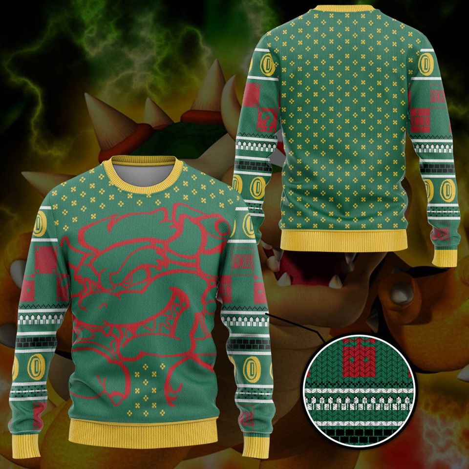 Sup-er Ma-rio Bowser Knitted Ugly Christmas Sweater For Men & Women Christmas Gift Sweater PT1411 - WeCustomit