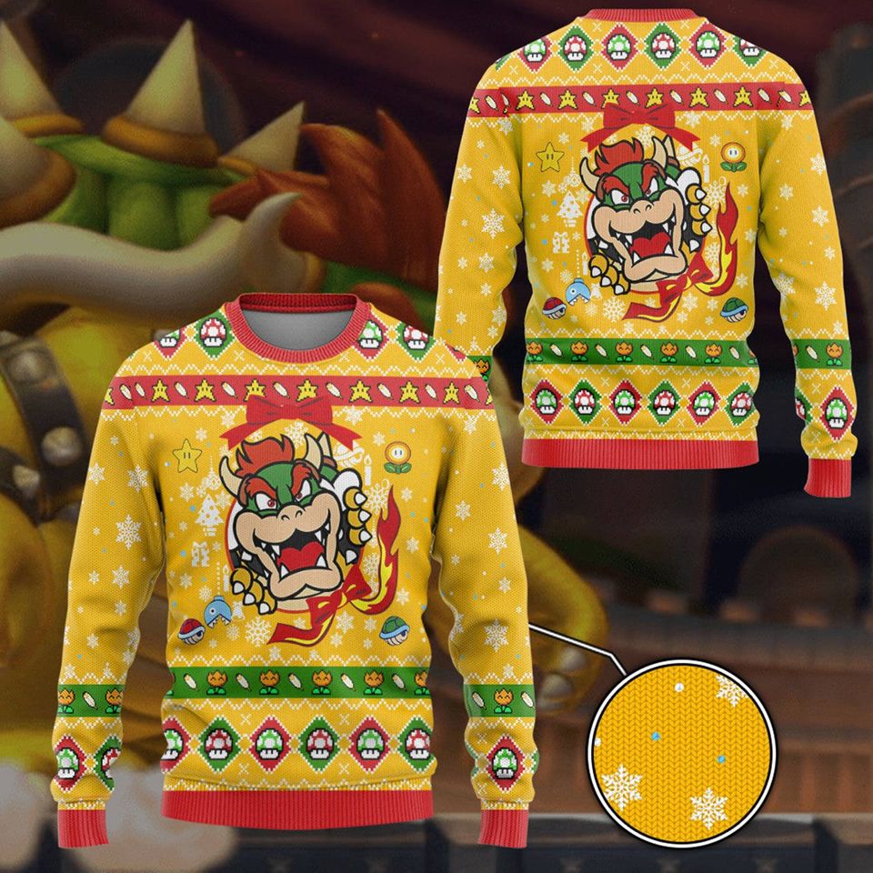 Su-per Ma-rio Bow-ser Funny Ugly Christmas Sweater For Men & Women Christmas Gift Sweater PT1414 - WeCustomit