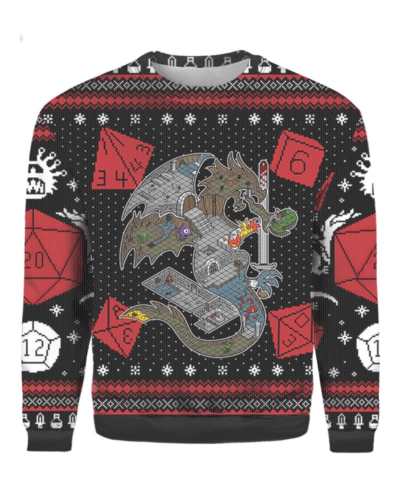 Dragon DnD Ugly Christmas Sweater For Men & Women Christmas Gift Sweater PT1446 - WeCustomit