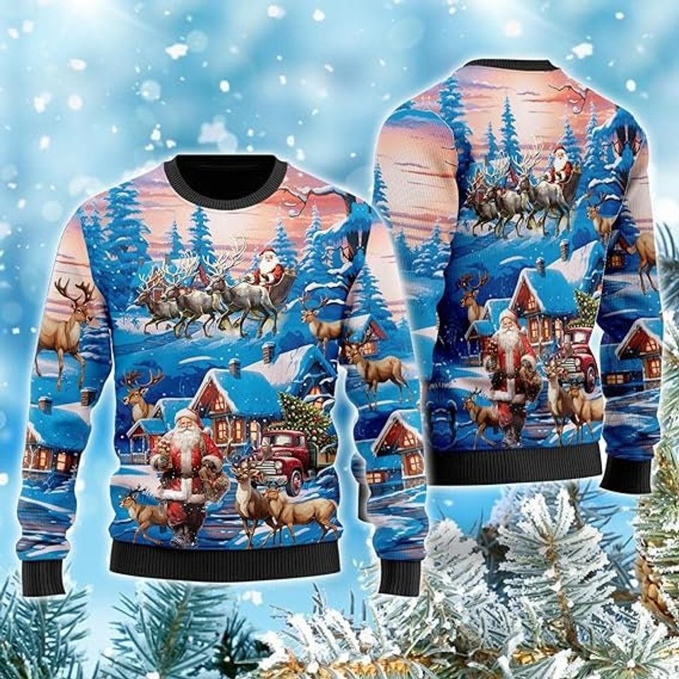 Rudolph Santa Claus Reindeer Gift Ugly Christmas Sweater For Men & Women Christmas Gift Sweater US3800 - WeCustomit