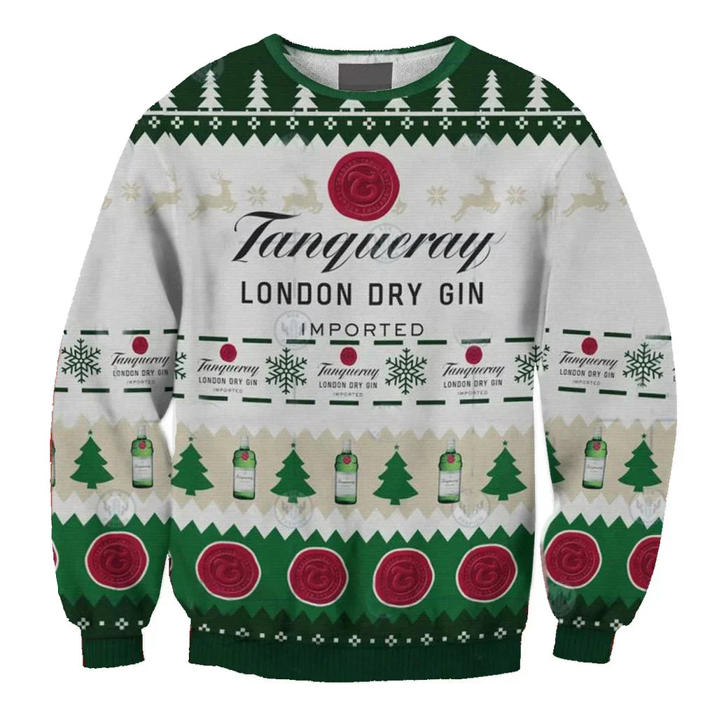 Unisex Tanqueray London Dry Gin 3D Ugly Christmas Sweater For Men & Women Christmas Gift Sweater BH1103 - WeCustomit