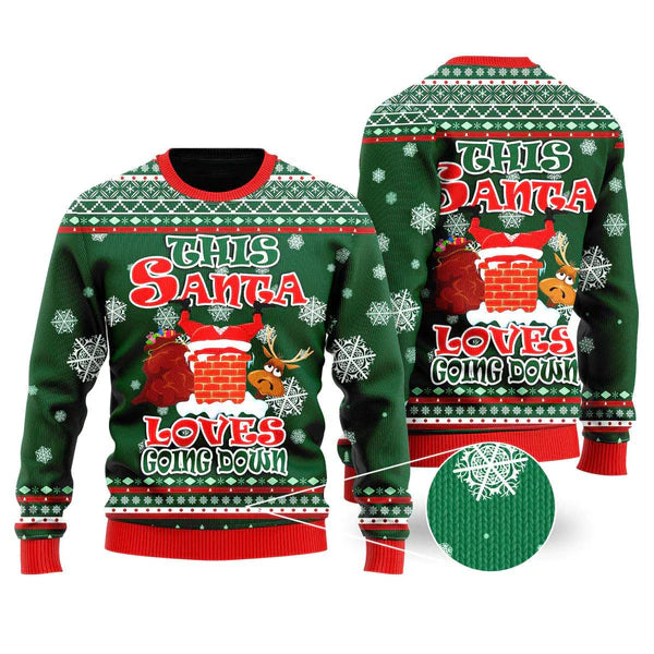 Funny Santa Loves Going Down Ugly Christmas Sweater For Men & Women Christmas Gift Sweater US2344 - WeCustomit