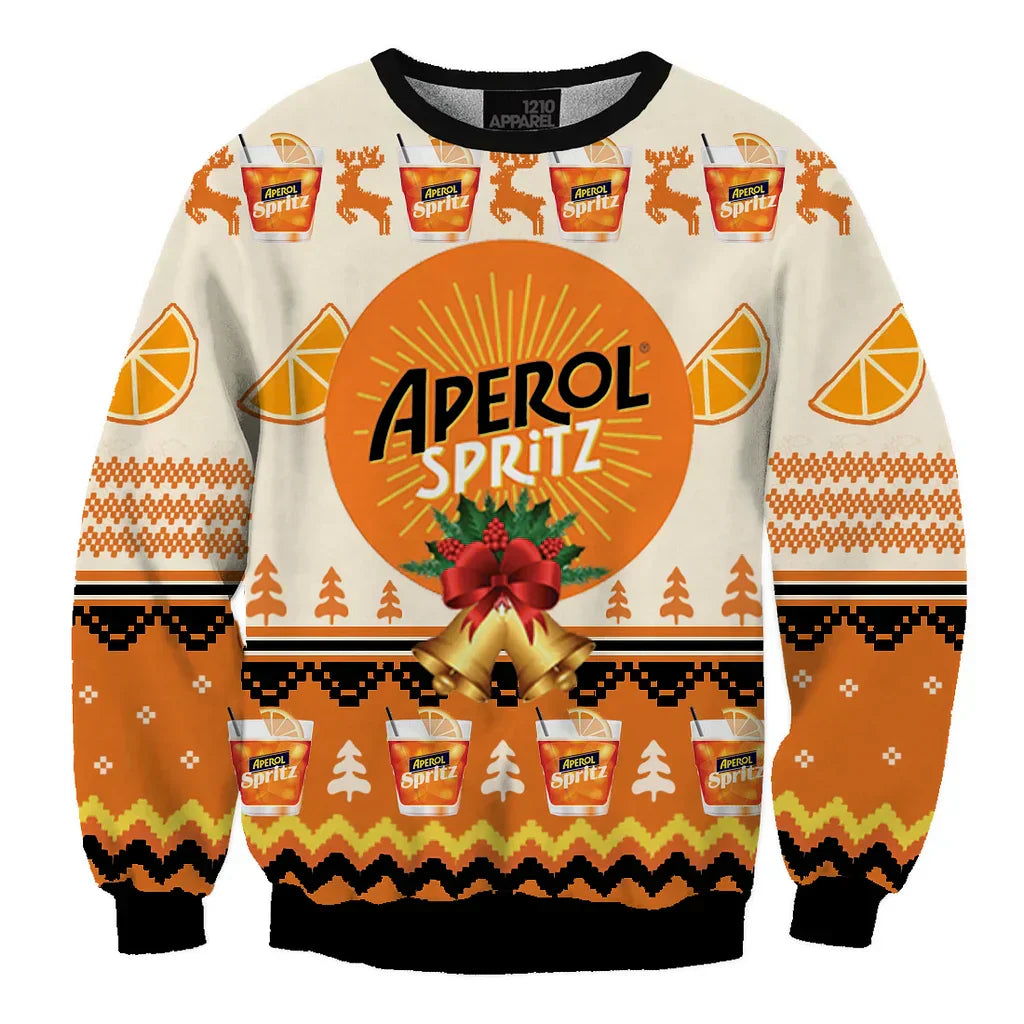 Unisex Aperol Spritz 3D Ugly Christmas Sweater For Men & Women Christmas Gift Sweater BH1137 - WeCustomit