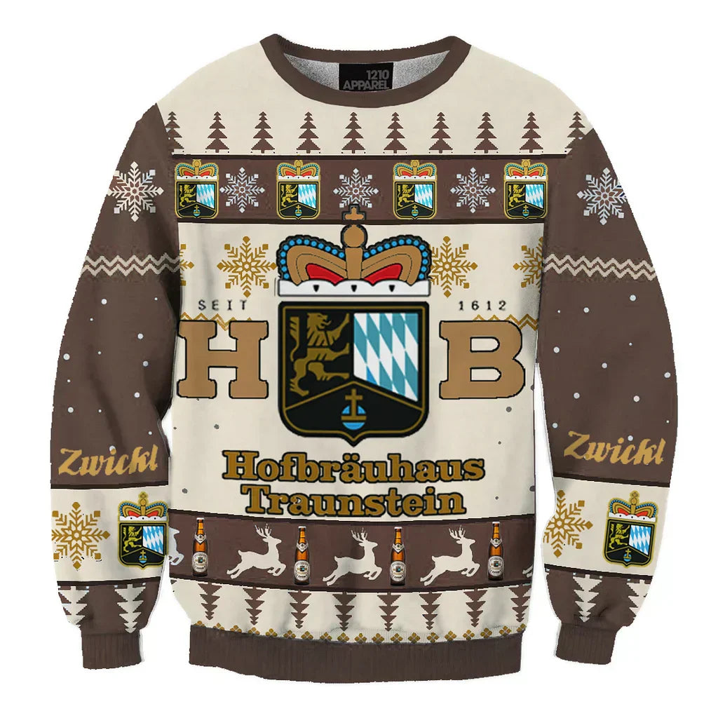 Unisex Hofbräuhaus Traunstein Zwickl 3D Ugly Christmas Sweater For Men & Women Christmas Gift Sweater BH1177 - WeCustomit