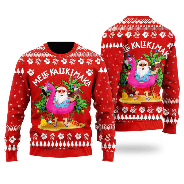 Hawaii Santa Claus Ugly Christmas Sweater For Men & Women Christmas Gift Sweater US1793 - WeCustomit