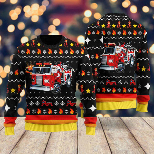 Fireman Firefighter Firemas Ugly Christmas Sweater For Men & Women Christmas Gift Sweater US1631 - WeCustomit