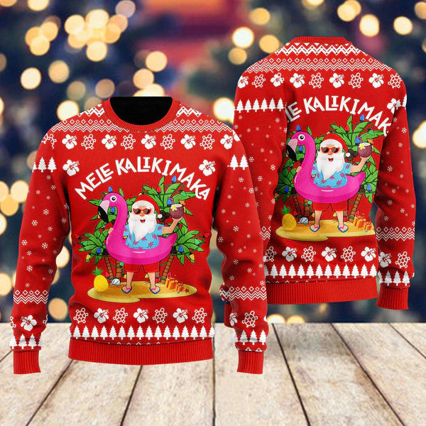 Hawaii Santa Claus Ugly Christmas Sweater For Men & Women Christmas Gift Sweater US1793 - WeCustomit