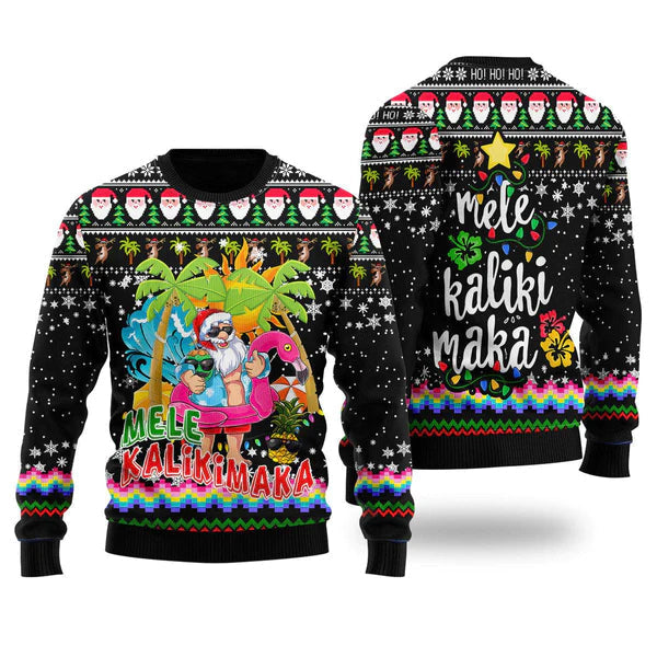 Hawaiian Santa Claus Ugly Christmas Sweater For Men & Women Christmas Gift Sweater US2230 - WeCustomit