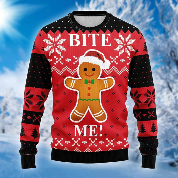 Bite Me Ugly Christmas Sweater For Men & Women Christmas Gift Sweater US1953 - WeCustomit