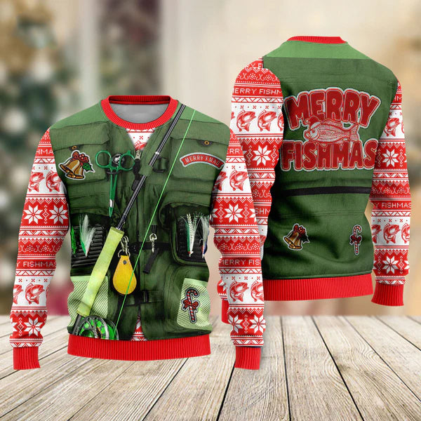 Merry Fishmas Fishing Costume Ugly Christmas Sweater For Men & Women Christmas Gift Sweater US2290 - WeCustomit