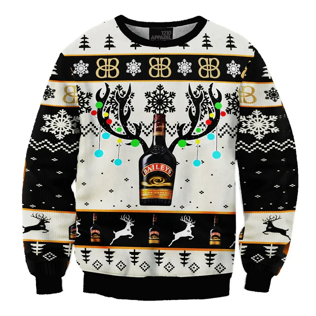 Unisex Baileys 3D Ugly Christmas Sweater For Men & Women Christmas Gift Sweater BH1287 - WeCustomit