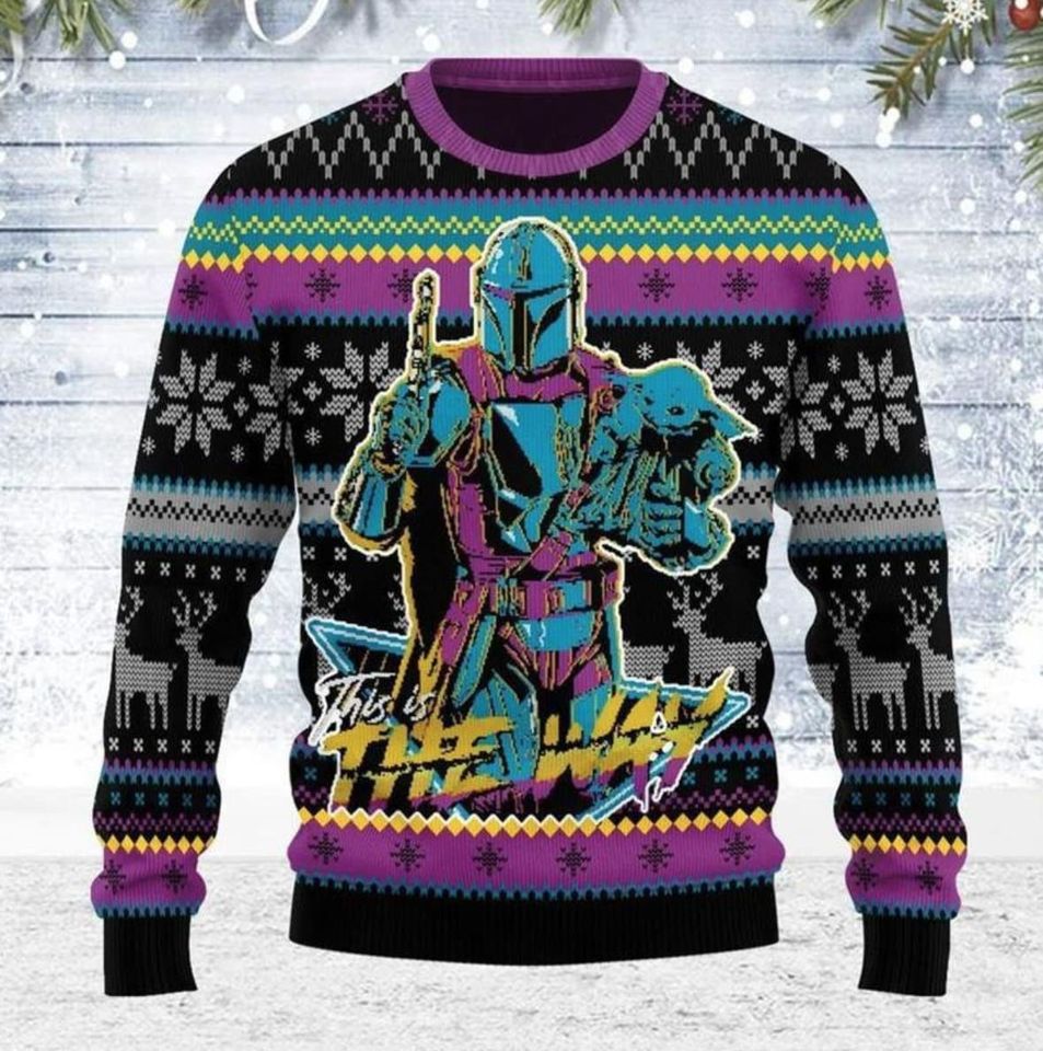 Mandalorian Baby Yoda Knitted Ugly Christmas Sweater For Men & Women Christmas Gift Sweater BH576 - WeCustomit