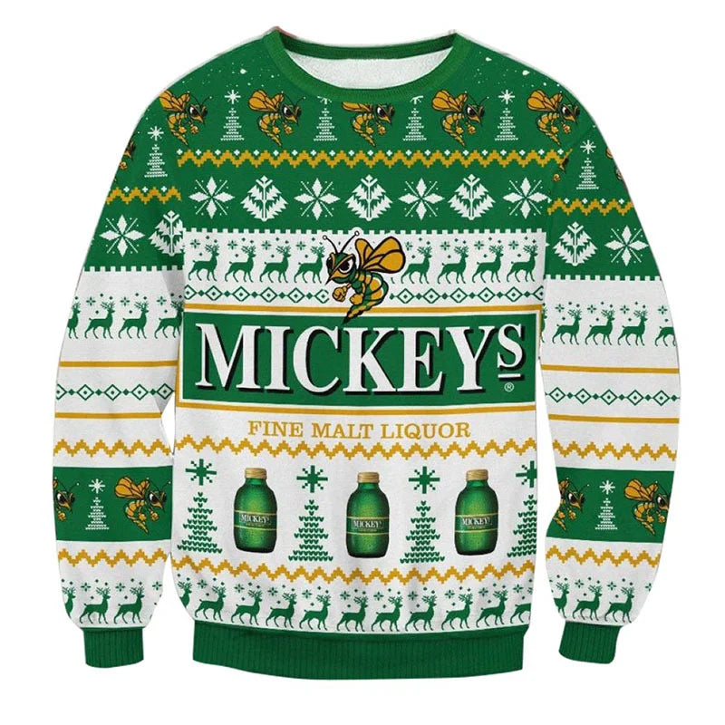 Unisex Mickeys Fine Malt Liquor 3D Ugly Christmas Sweater For Men & Women Christmas Gift Sweater BH1240 - WeCustomit