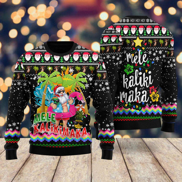 Hawaiian Santa Claus Ugly Christmas Sweater For Men & Women Christmas Gift Sweater US2230 - WeCustomit