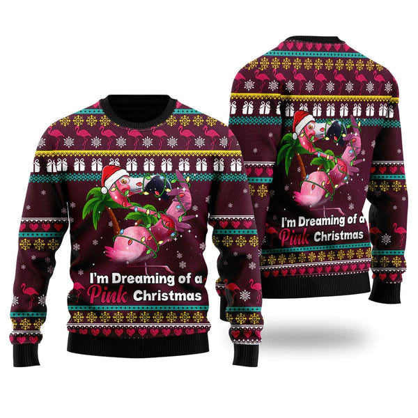 Flamingo Dream Of Pink Christmas Ugly Christmas Sweater For Men & Women Christmas Gift Sweater US1095 - WeCustomit