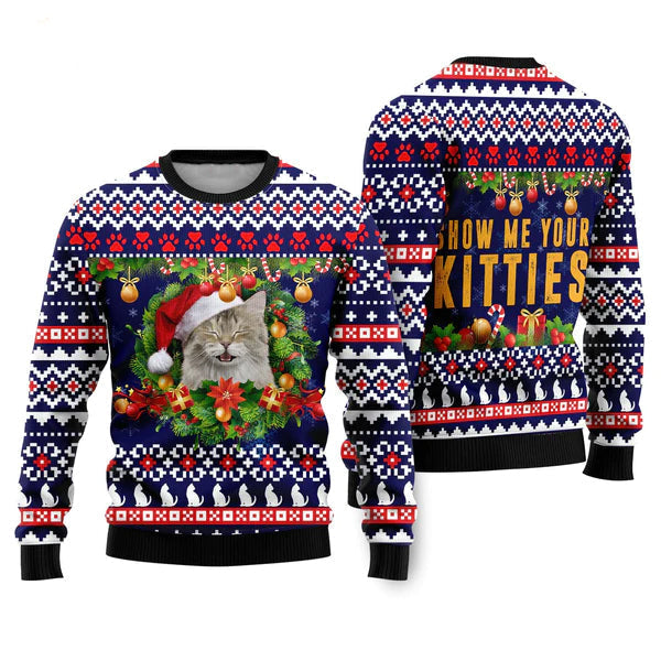 Cat Show Me Your Kitties Ugly Christmas Sweater For Men & Women Christmas Gift Sweater US2231 - WeCustomit