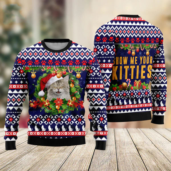 Cat Show Me Your Kitties Ugly Christmas Sweater For Men & Women Christmas Gift Sweater US2231 - WeCustomit