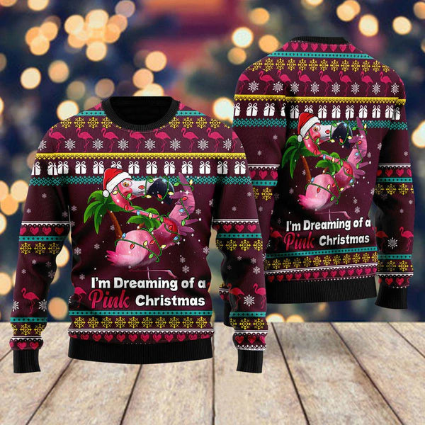 Flamingo Dream Of Pink Christmas Ugly Christmas Sweater For Men & Women Christmas Gift Sweater US1095 - WeCustomit
