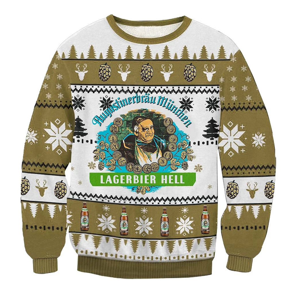 Unisex Augustiner Lagerbier Hell 3D Ugly Christmas Sweater For Men & Women Christmas Gift Sweater BH1363 - WeCustomit