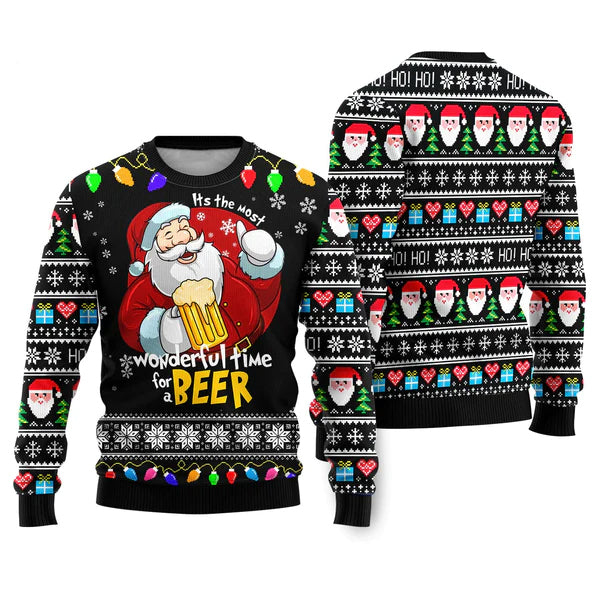 It's The Most Wonderful Time For A Beer Ugly Christmas Sweater For Men & Women Christmas Gift Sweater US2006 - WeCustomit