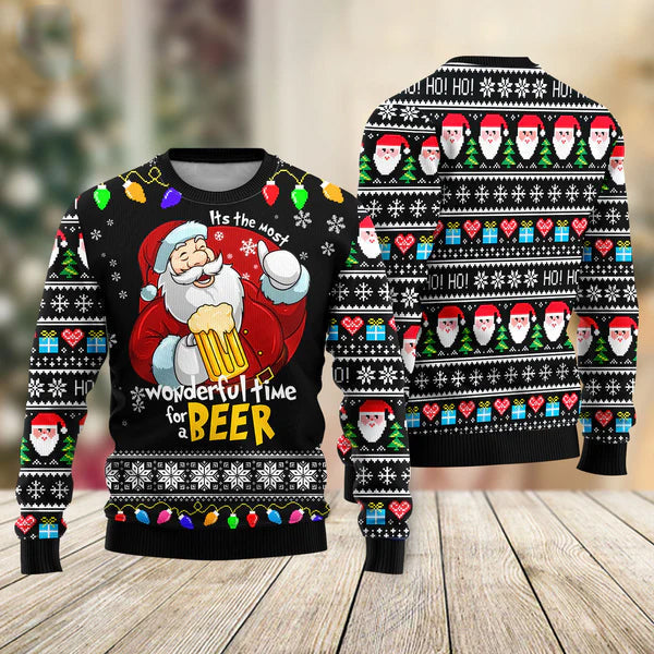 It's The Most Wonderful Time For A Beer Ugly Christmas Sweater For Men & Women Christmas Gift Sweater US2006 - WeCustomit