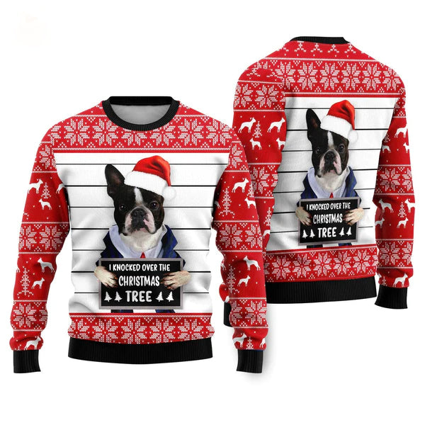 Dog Knocked Over The Christmas Tree Ugly Christmas Sweater For Men & Women Christmas Gift Sweater US1407 - WeCustomit