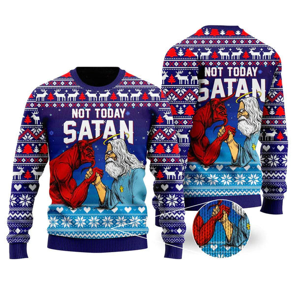 Funny Jesus Not Today Satan Ugly Christmas Sweater For Men & Women Christmas Gift Sweater US1804 - WeCustomit