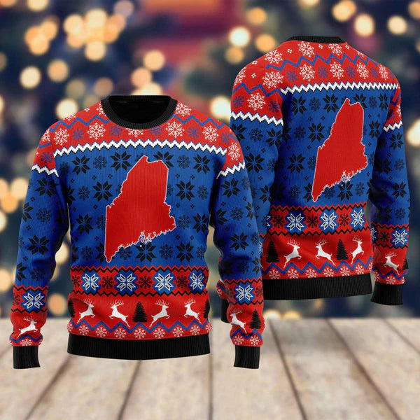 Sweet Home Maine Ugly Christmas Sweater For Men & Women Christmas Gift Sweater US1637 - WeCustomit
