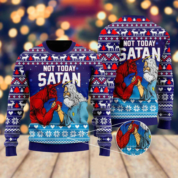 Funny Jesus Not Today Satan Ugly Christmas Sweater For Men & Women Christmas Gift Sweater US1804 - WeCustomit
