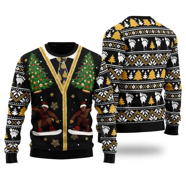 Funny Vintage Bigfoot Sasquatch Ugly Christmas Sweater For Men & Women Christmas Gift Sweater US2042 - WeCustomit