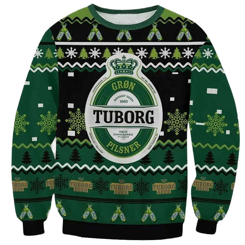 Unisex Tuborg 3D Ugly Christmas Sweater For Men & Women Christmas Gift Sweater BH1113 - WeCustomit