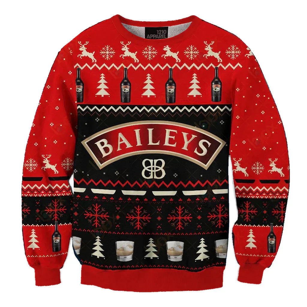 Unisex Baileys 3D Ugly Christmas Sweater For Men & Women Christmas Gift Sweater BH1083 - WeCustomit