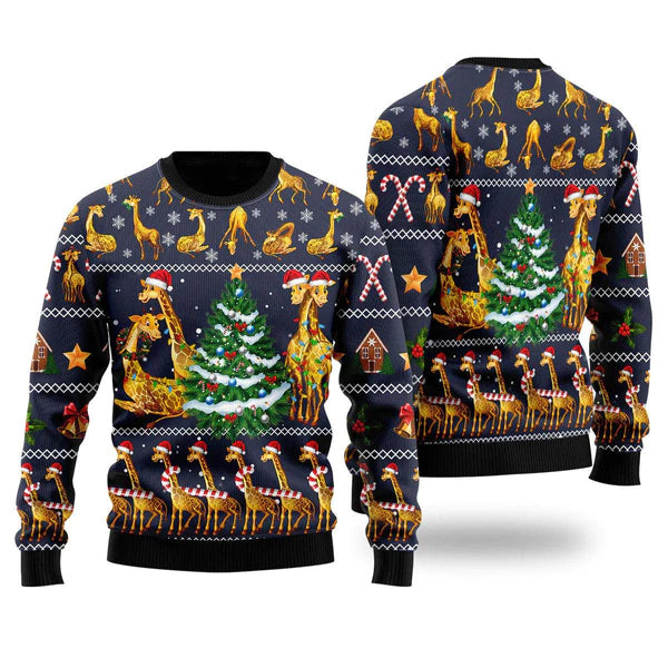 Love Giraffe Ugly Christmas Sweater For Men & Women Christmas Gift Sweater US2352 - WeCustomit