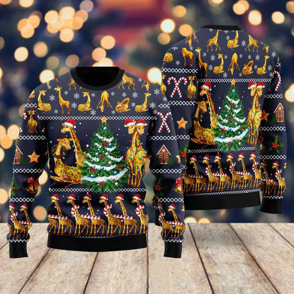 Love Giraffe Ugly Christmas Sweater For Men & Women Christmas Gift Sweater US2352 - WeCustomit