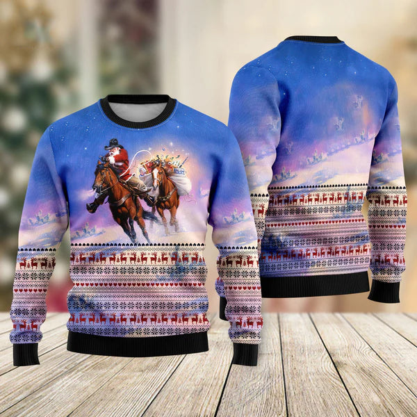 Cowboy Santa Claus Ugly Christmas Sweater For Men & Women Christmas Gift Sweater US1639 - WeCustomit