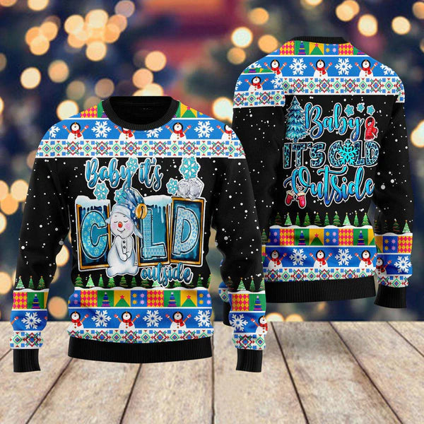 Baby It's Cold Outside Snowman Christmas Ugly Christmas Sweater For Men & Women Christmas Gift Sweater US1410 - WeCustomit