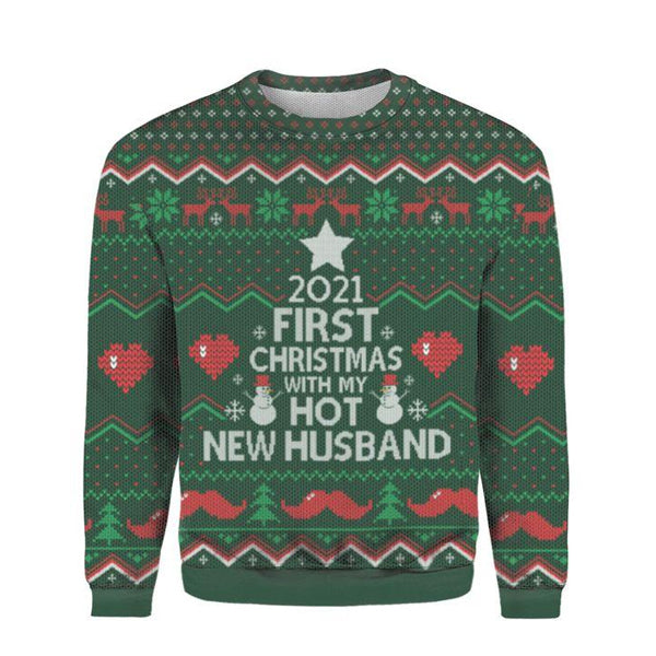 First Christmas With My New Husband Ugly Christmas Sweater For Men & Women Christmas Gift Sweater US1411 - WeCustomit