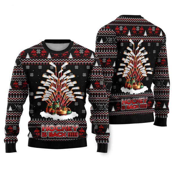 Hockey Is Back Ugly Christmas Sweater For Men & Women Christmas Gift Sweater US2353 - WeCustomit