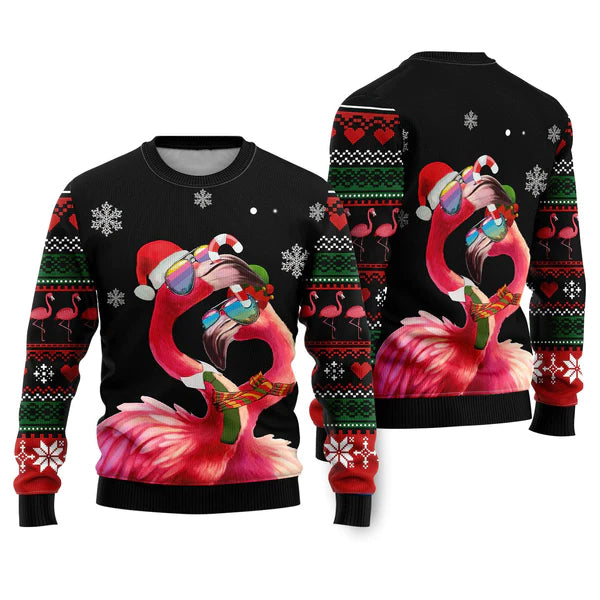 Flamingo Couple Ugly Christmas Sweater For Men & Women Christmas Gift Sweater US1808 - WeCustomit