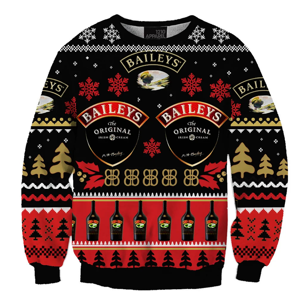 Unisex Baileys Irish Cream 3D Ugly Christmas Sweater For Men & Women Christmas Gift Sweater BH1288 - WeCustomit