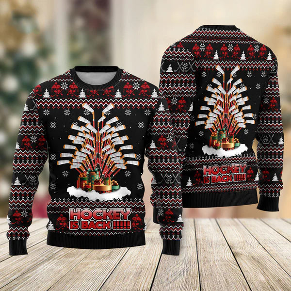 Hockey Is Back Ugly Christmas Sweater For Men & Women Christmas Gift Sweater US2353 - WeCustomit