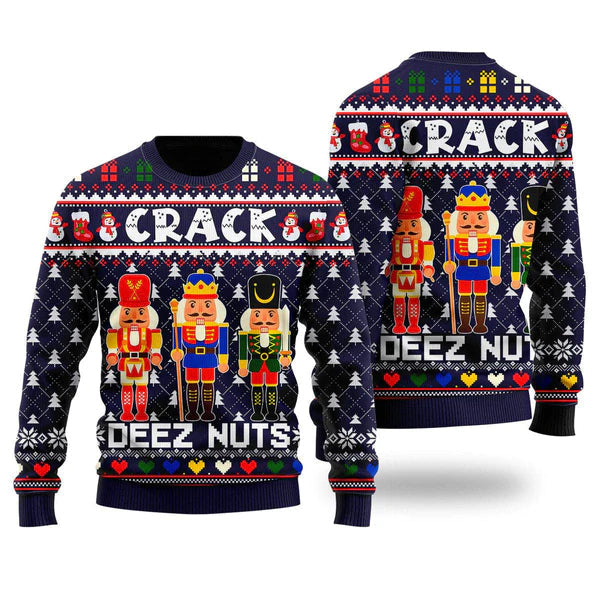 Crack Deez Nuts Ugly Christmas Sweater For Men & Women Christmas Gift Sweater US1641 - WeCustomit