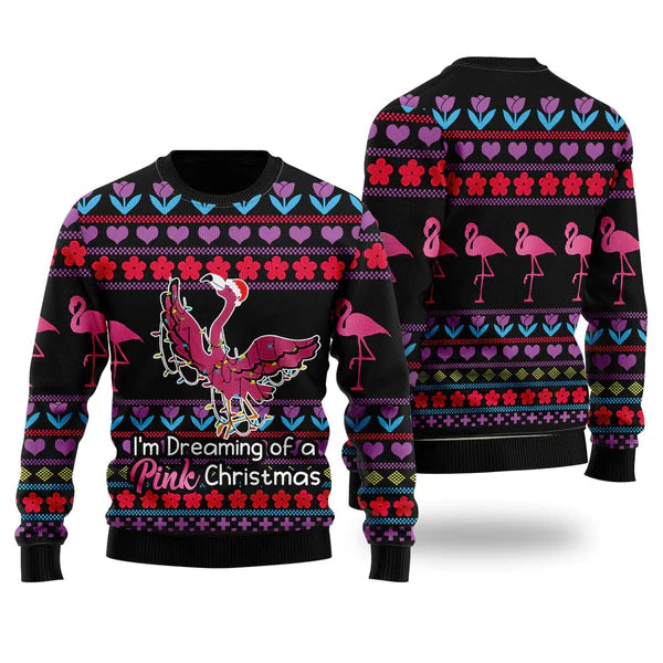 Flamingo Pink Ugly Christmas Sweater For Men & Women Christmas Gift Sweater US1809 - WeCustomit