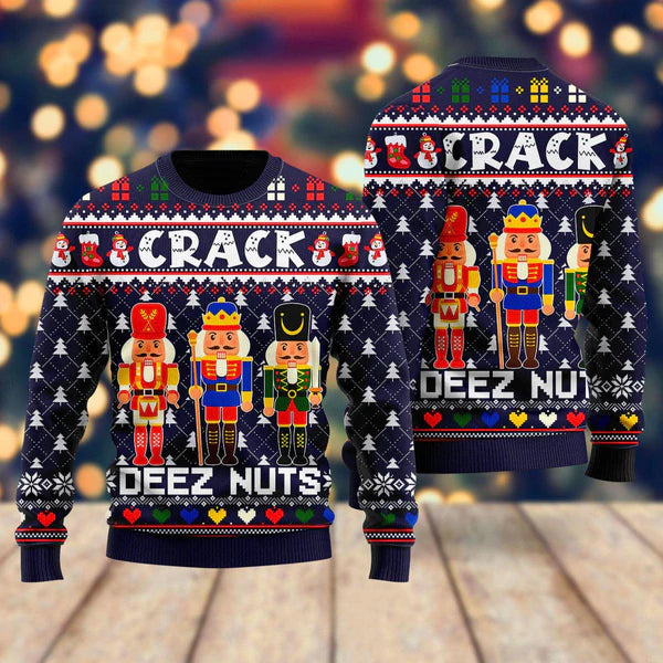 Crack Deez Nuts Ugly Christmas Sweater For Men & Women Christmas Gift Sweater US1641 - WeCustomit