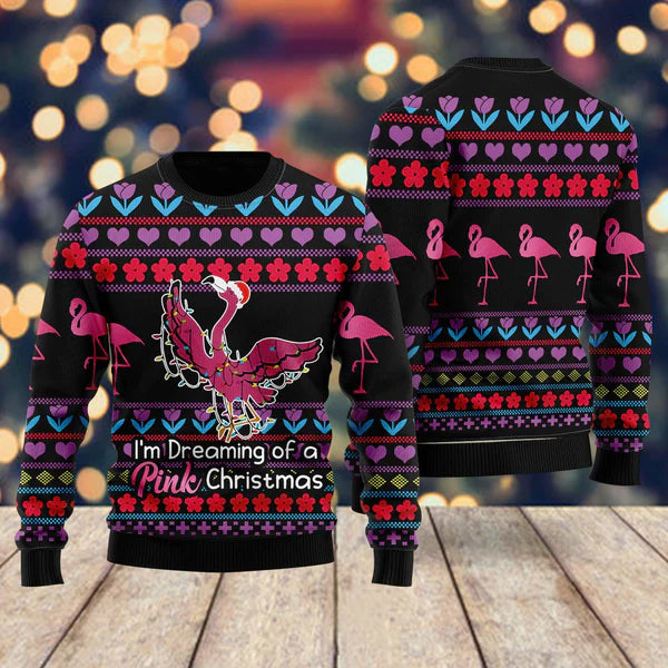 Flamingo Pink Ugly Christmas Sweater For Men & Women Christmas Gift Sweater US1809 - WeCustomit